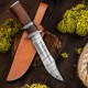 Coustam Hunting Knife Rose wood Handel Lader Patner Steel Less Steel / HB-1002 