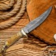 Beautiful Handmade Damascus Steel Hunting Knife | Handle Brass Guard &  Bone / HB-1005