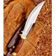 13-Inch D2 ,Bowie Knife with Sheath,Fixed Blade Knife,Rosewood Handle &Double Brass Guard Hunting Knife, used for Bushcraft, Outdoor, and as a Camping Knife - Survival knife-HB1819