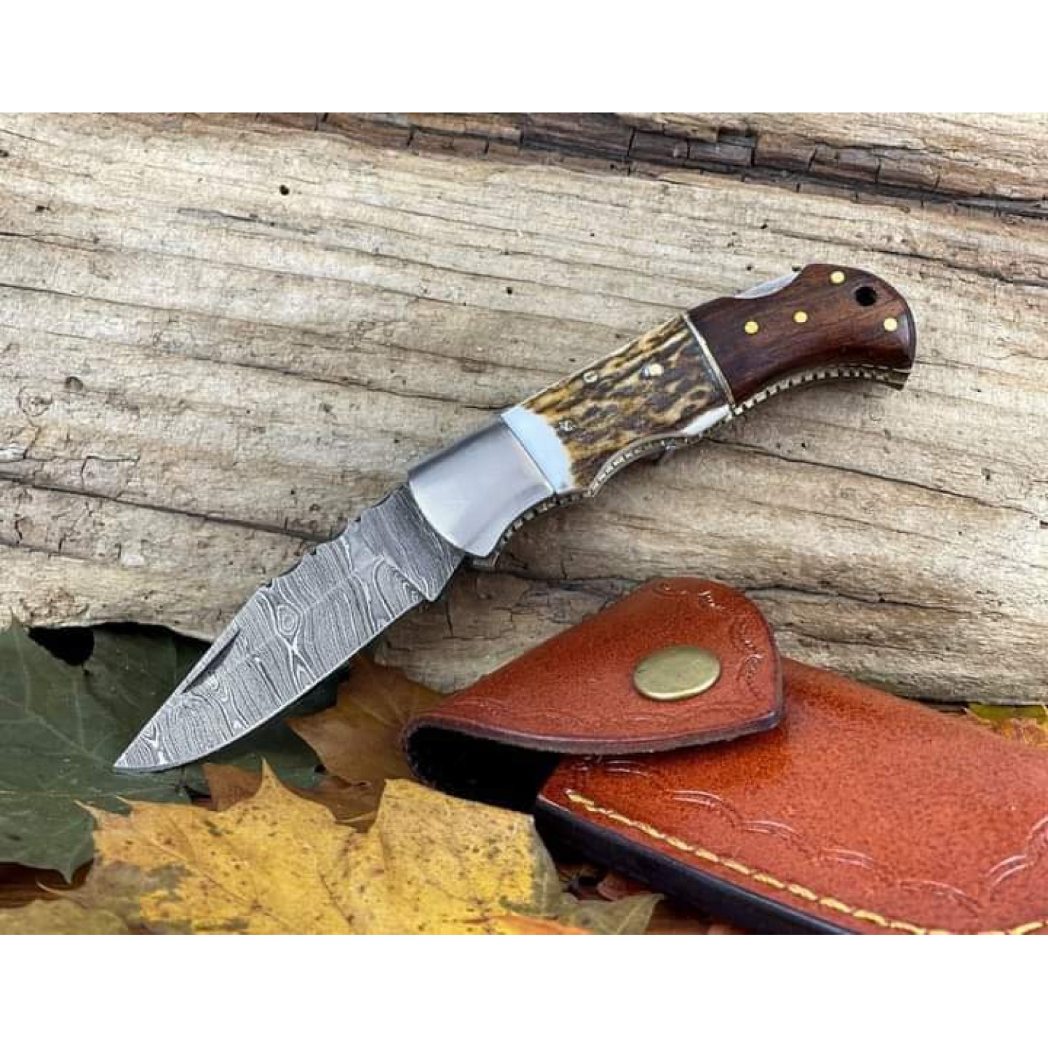 TOP QUALITY FOLDING KNIFE AND  D2  GUARD CROWN HANDEL &ROSE WOOOD  FREE ENGARVING YOUR NAME &YOUR BRAND NAME  HB-9680