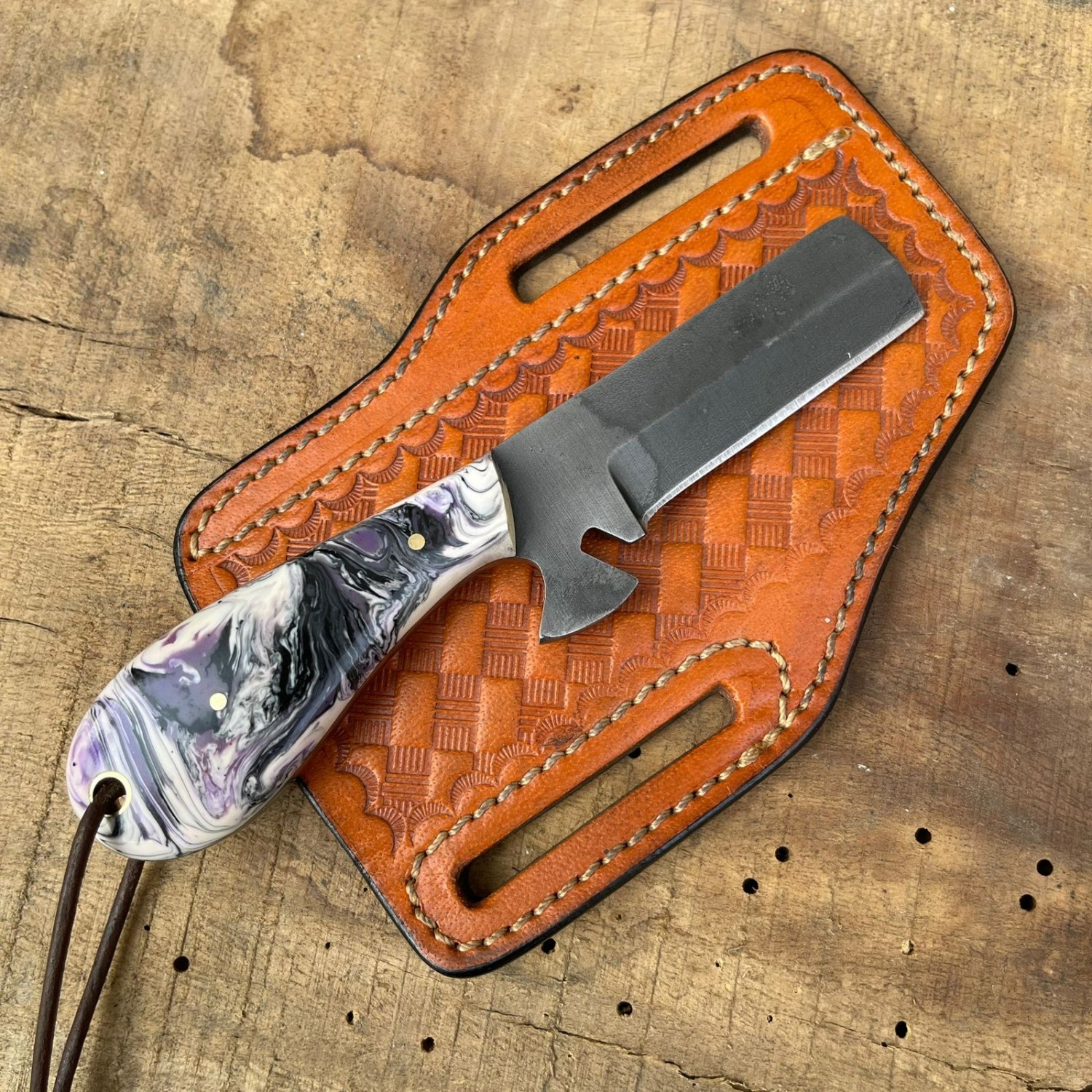 Handmade Bowie Hunting Knife Rain Drop Pattern Damascus Steel 