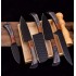 5-Piece Hand-Forged Carbon Steel Chef Knife Set with Black Powder-Coated Blades and Leather Roll Bag – Premium Kitchen Collection-HB1816