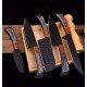 5-Piece Hand-Forged Carbon Steel Chef Knife Set with Black Powder-Coated Blades and Leather Roll Bag – Premium Kitchen Collection-HB1816